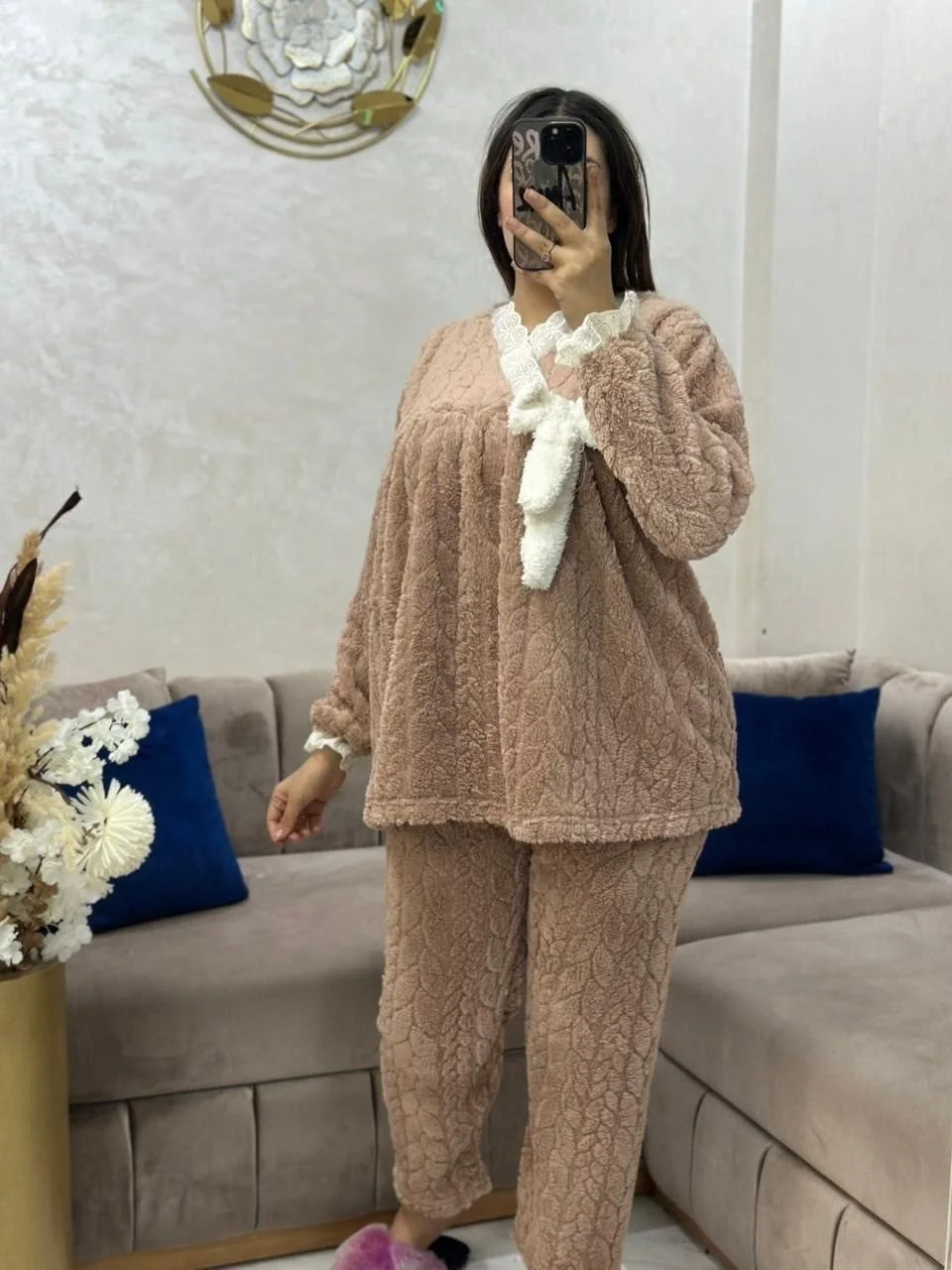 Ensemble 2 pièces en tissu caniche ultra-doux.