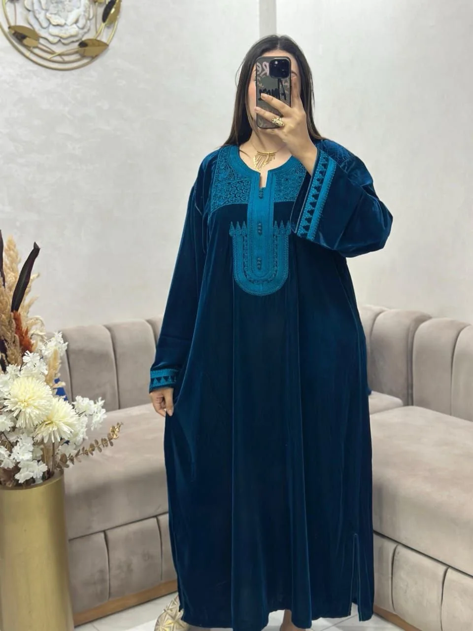 Caftan brodé manches – Élégance & confort au quotidien