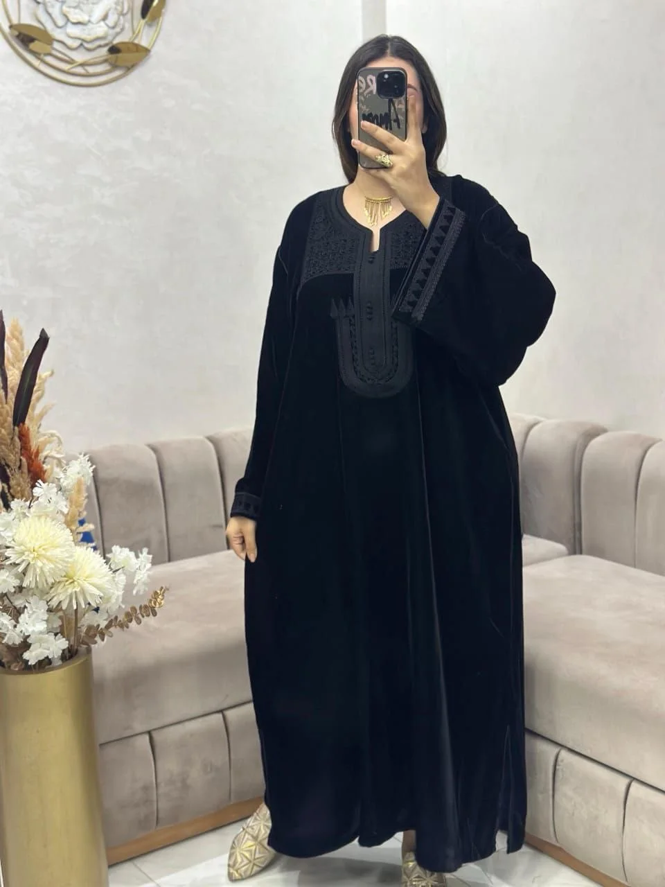 Caftan brodé manches – Élégance & confort au quotidien