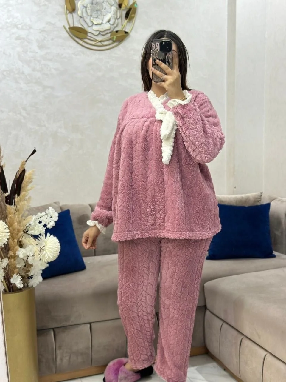 Ensemble 2 pièces en tissu caniche ultra-doux.