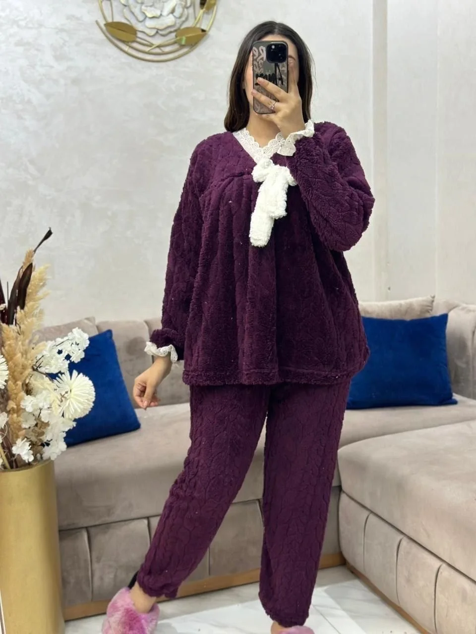 Ensemble 2 pièces en tissu caniche ultra-doux.