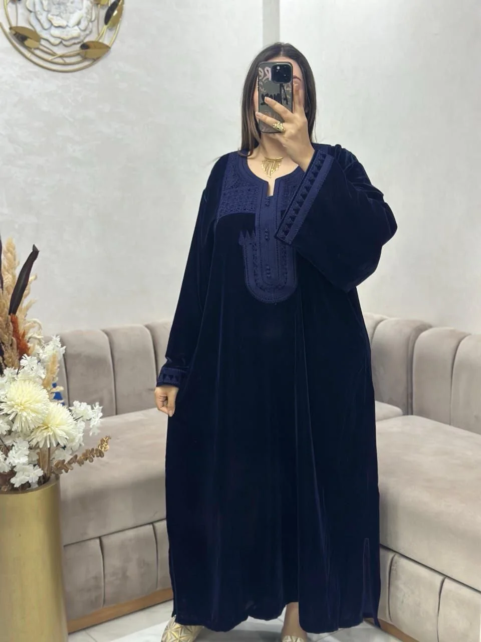 Caftan brodé manches – Élégance & confort au quotidien