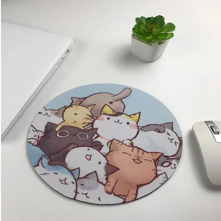 cute cats حشية فأرة مستديرة برسم كرتون القطط
