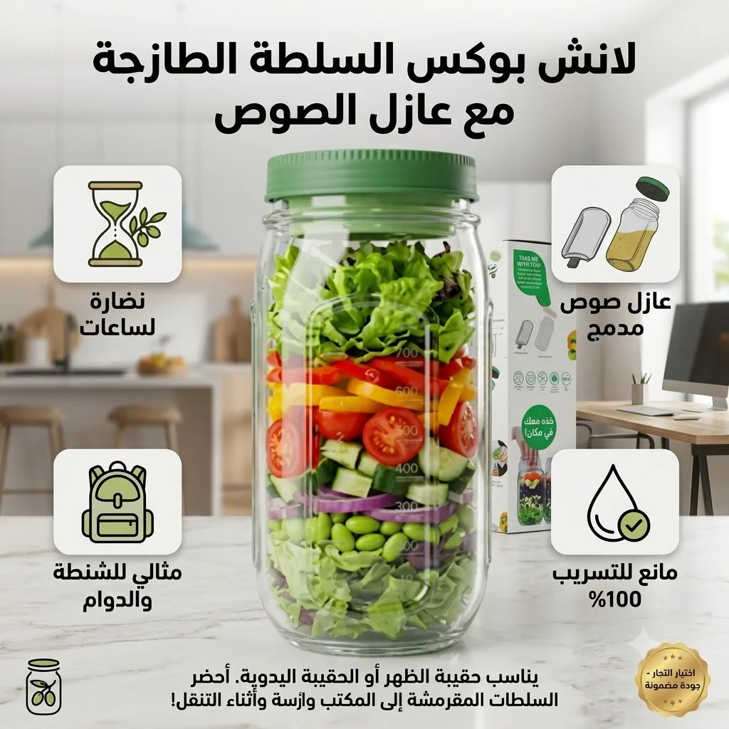 لانش بوكس السلطة الطازجة مع عازل الصوص