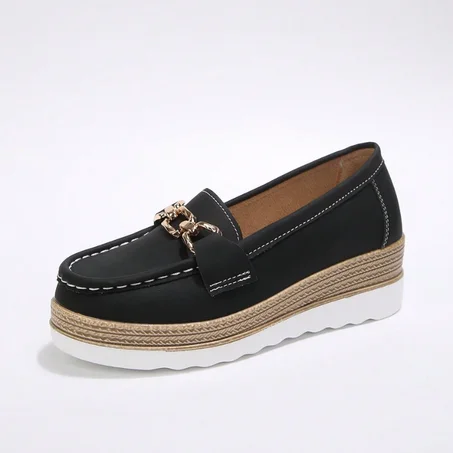 Mocassins en cuir avec chaîne dorée