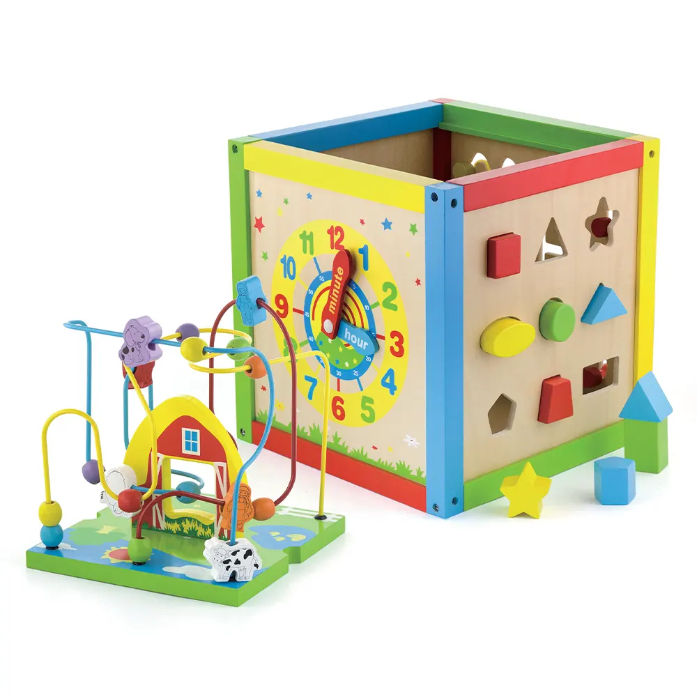 Viga Toys Cube d'Activités avec Horloge
