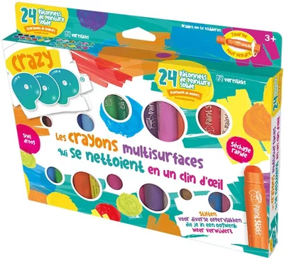Boite de 24 crayons peinture couleur vive Crazy Pop