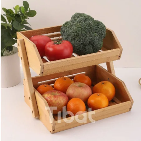 سلم خشب للخضروات والفاكهة 2 دور