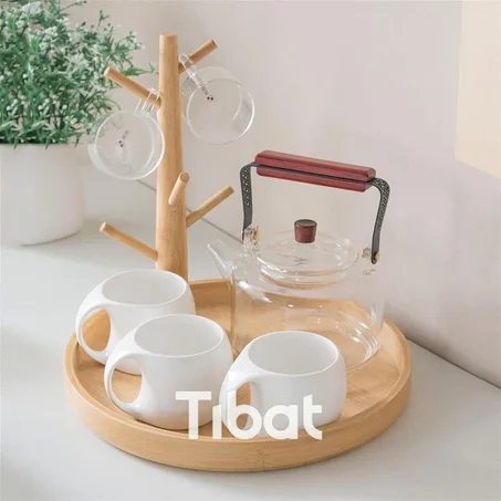 صينية مع ستاند اكواب خشب