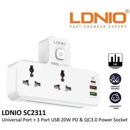 Multiprise LDNIO ORIGINAL 100%  SC-2311 شاحن اصلي و مصباح مضئ في نفس الوقت