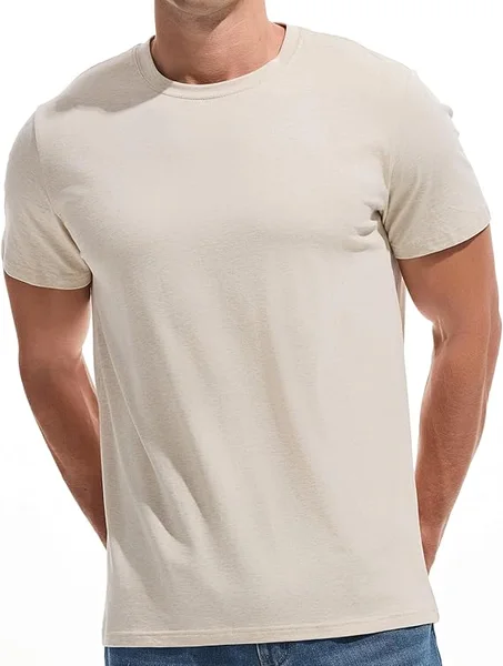 تيشيرت رجالي سادة بلون بيج – قطن ناعم، قصة عصرية ومريح للاستخدام اليومي