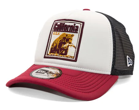 Casquette trucker New Era 9FORTY avec écusson graphique - Blanc/Cerise