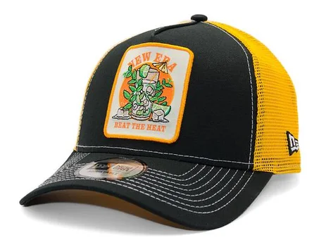 Casquette trucker New Era - Summer Patch 9FORTY - Noir / Jaune grillé