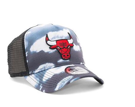 Casquette camionneur New Era 9FORTY A-Frame NBA Cloud All Over Print Trucker Chicago Bulls Gris foncé
