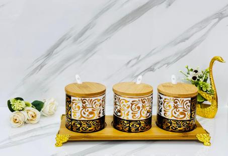 طقم علب توابل فخمة من 3 قطع