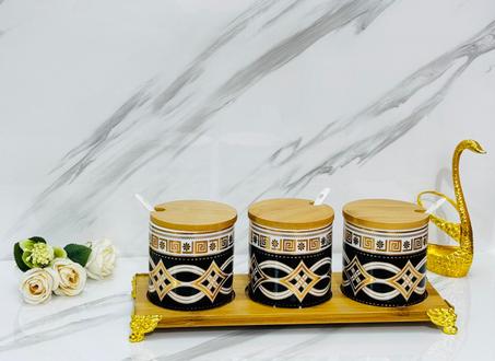طقم علب توابل فخمة من 3 قطع