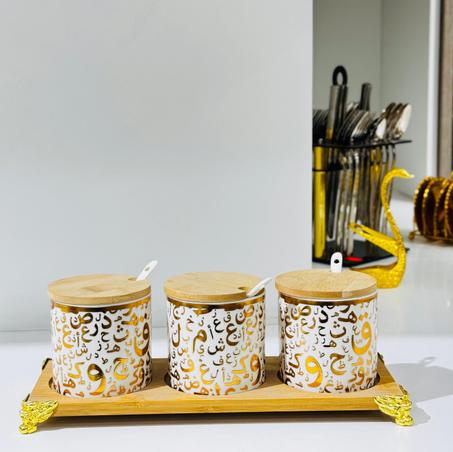 طقم علب توابل فخمة من 3 قطع