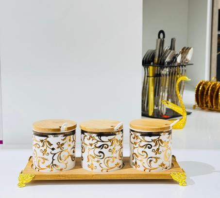 طقم علب توابل فخمة من 3 قطع