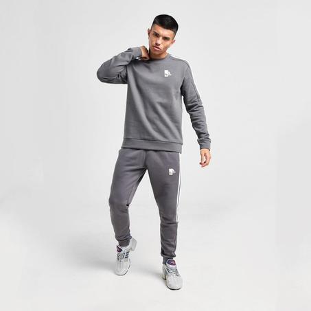 Sweatshirt adidas gris foncé  avec trois bandes blanches