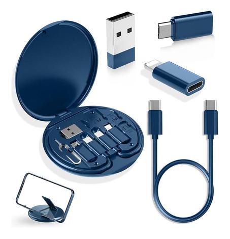 محول USB ، كابل شحن Micro USB مع محول USB C Lightning، محول USB إلى USB C، صندوق تخزين كابلات الشحن المتعددة يحتوي على حامل بطاقة SIM