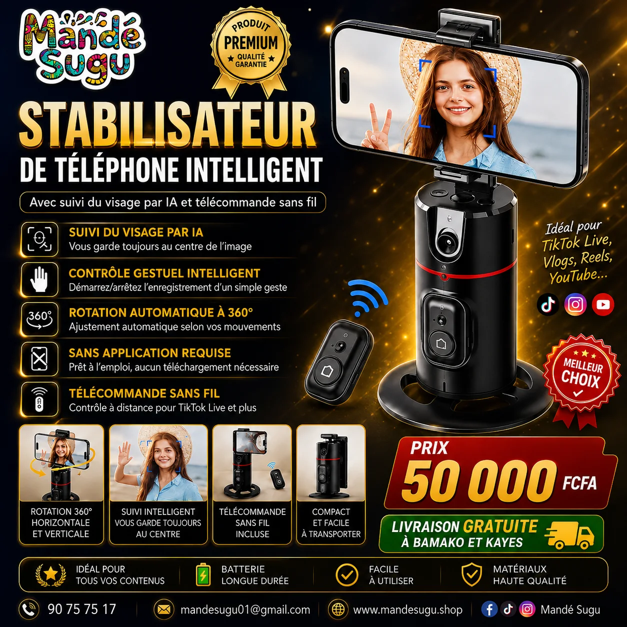Stabilisateur téléphone Snapchat-Tiktok
