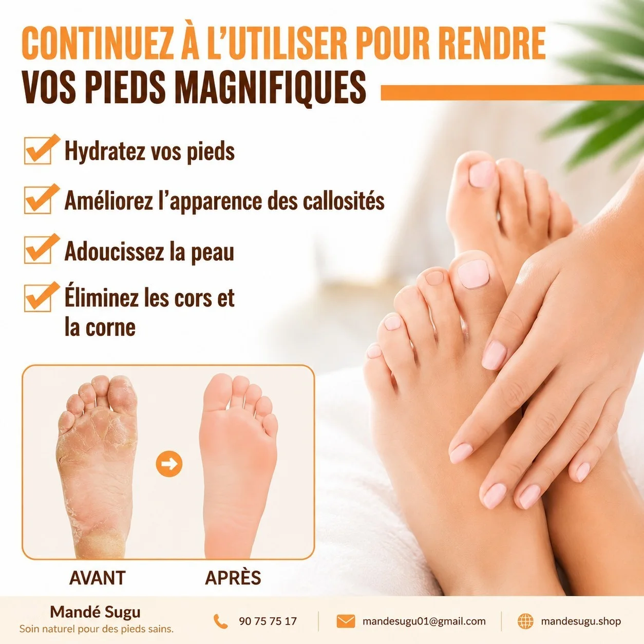 Retrouvez des pieds lisses et sains avec Mandé Sugu !