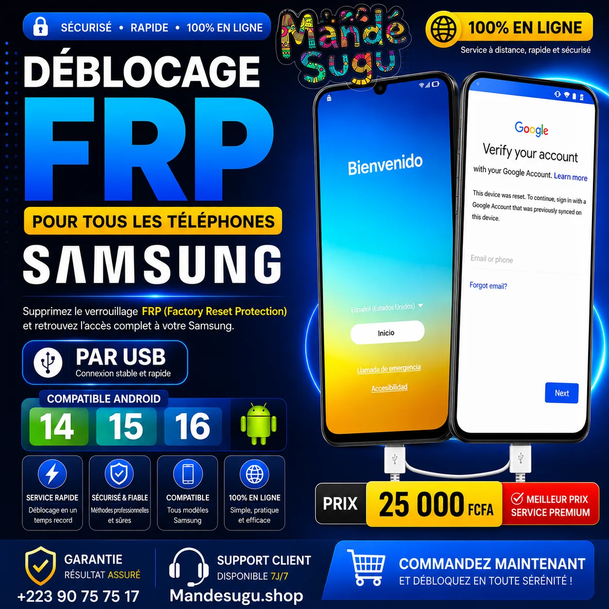 Déblocage Frp Samsung Android 14, et & 16