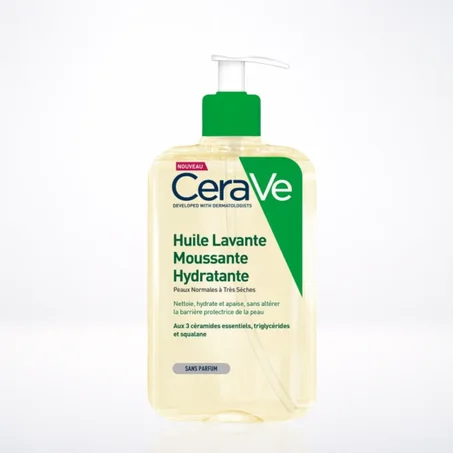 CERAVE – Huile Lavante Moussante Hydratante Peau Normale à Très Sèche