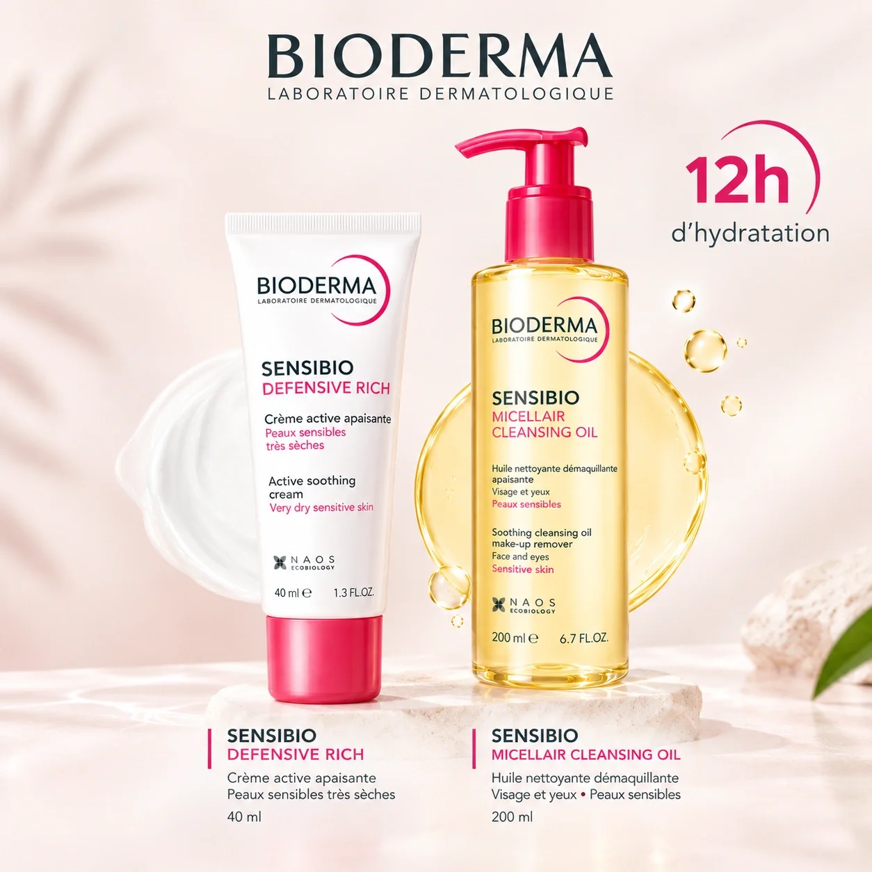 Bioderma Sensibio Duo Pack Huile Micellaire 150ml + Defensive Rich 40ml Offert