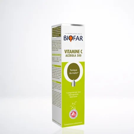 BIOFAR Vitamine C Acerola 500 20 Comprimés - Anti-Fatigue