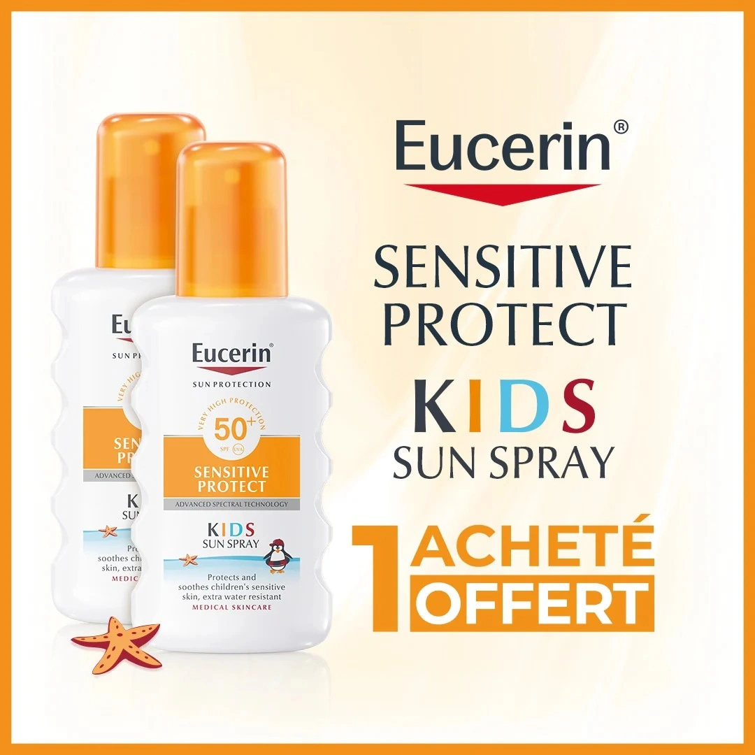 EUCERIN Sensitive Protect Kids Spray SPF50+ 200ml Protection Enfants Pack x2