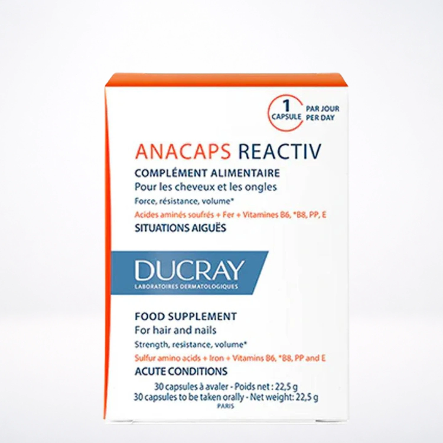DUCRAY Anacaps Reactiv Complément Alimentaire 30 Capsules - Anti-Chute Cheveux