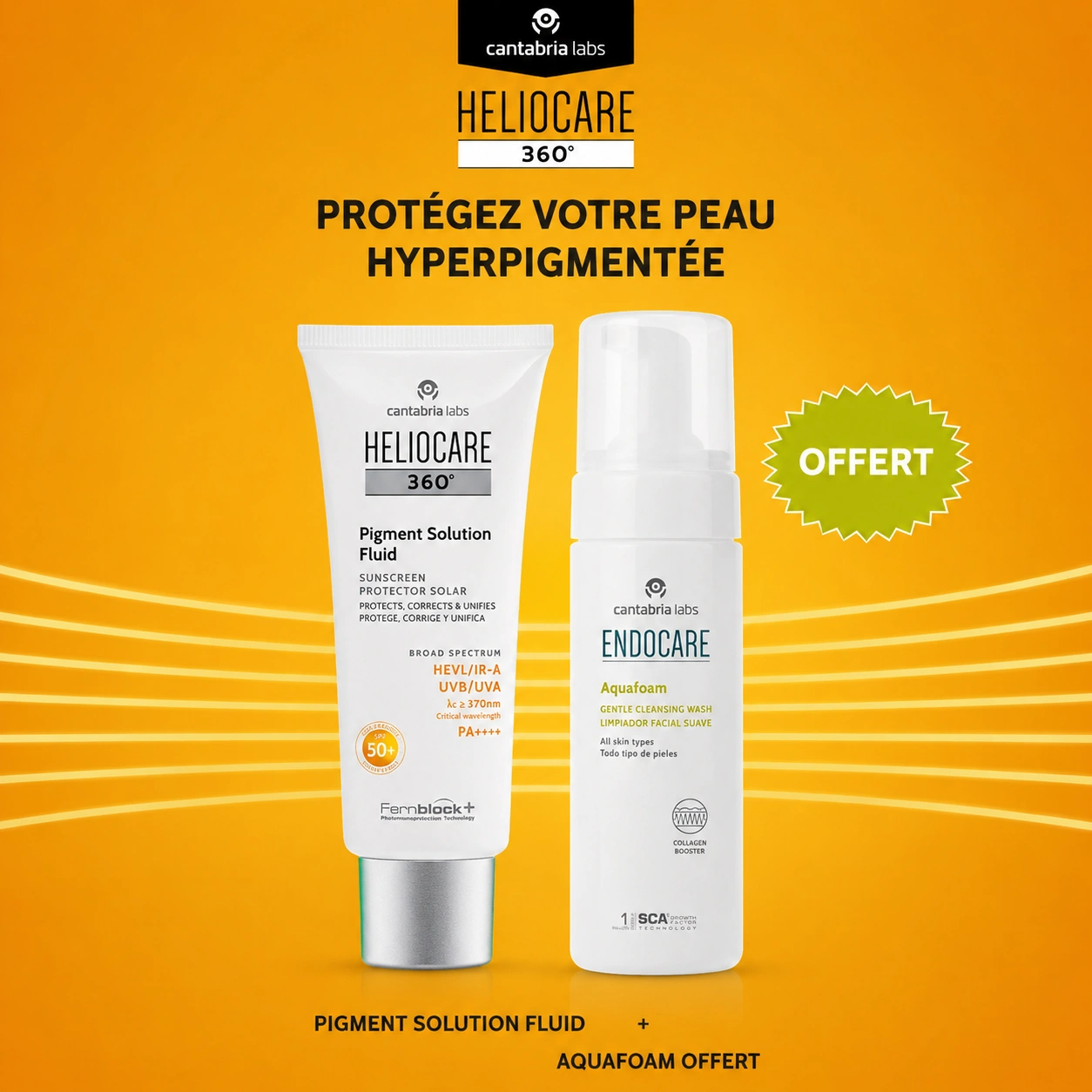 CANTABRIA OFFRE HELIOCARE 360 Pigment Solution Fluid SPF50+ 50ml + ENDOCARE Mousse 125ml OFFERT