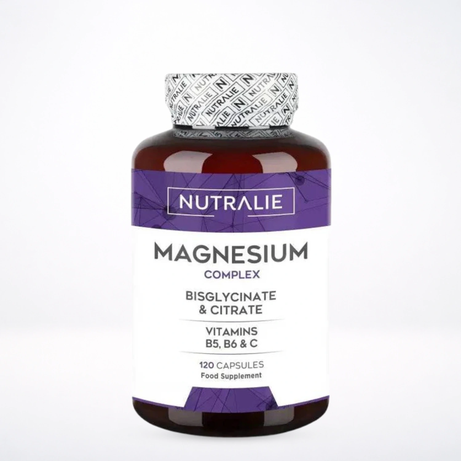 NUTRALIE Magnésium Complex 120 Capsules Bisglycinate Vitamine B6 Anti-Fatigue Stress Muscles Énergie