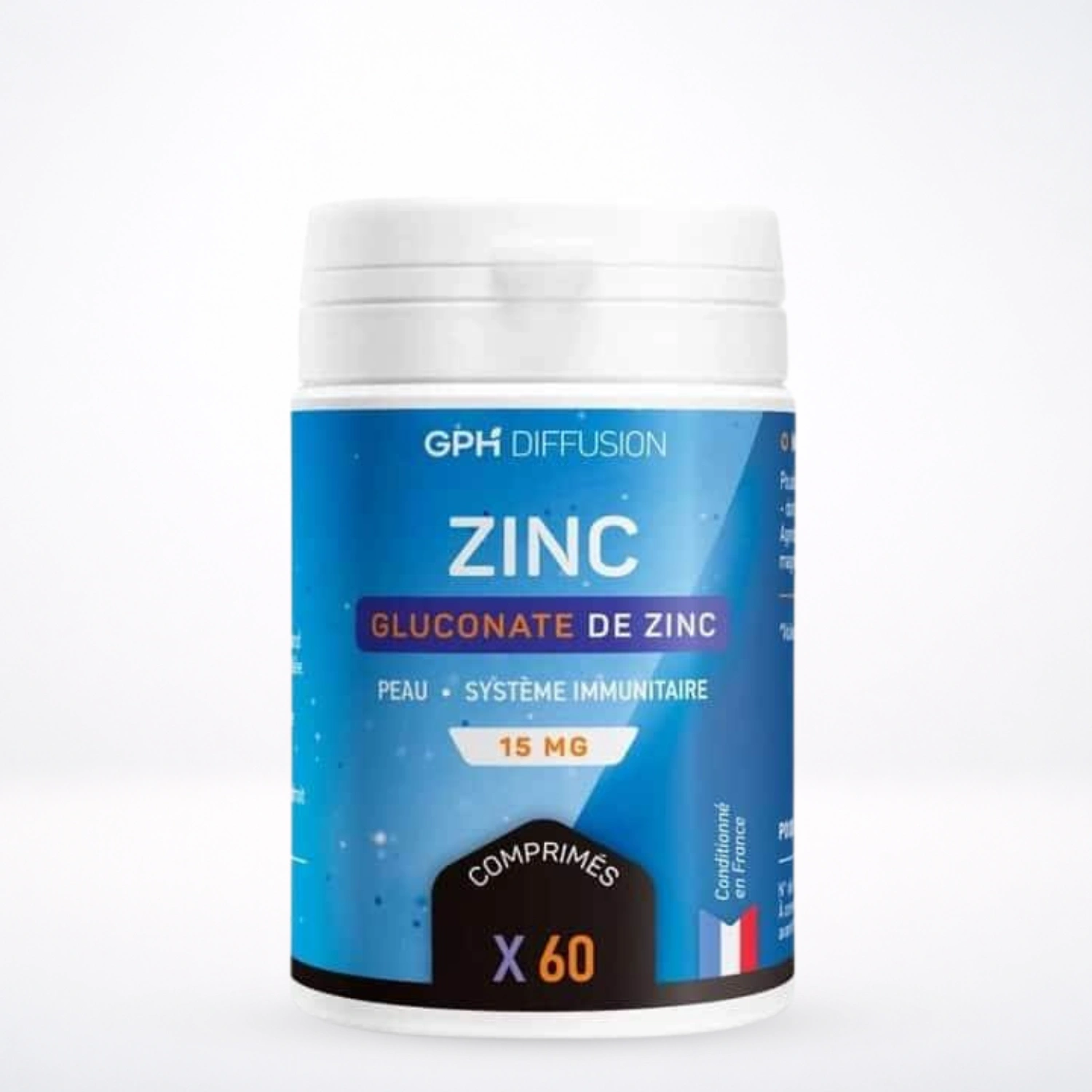 GPH Gluconate De Zinc 60 Comprimés - Zinc Immunité Peau Cheveux Ongles