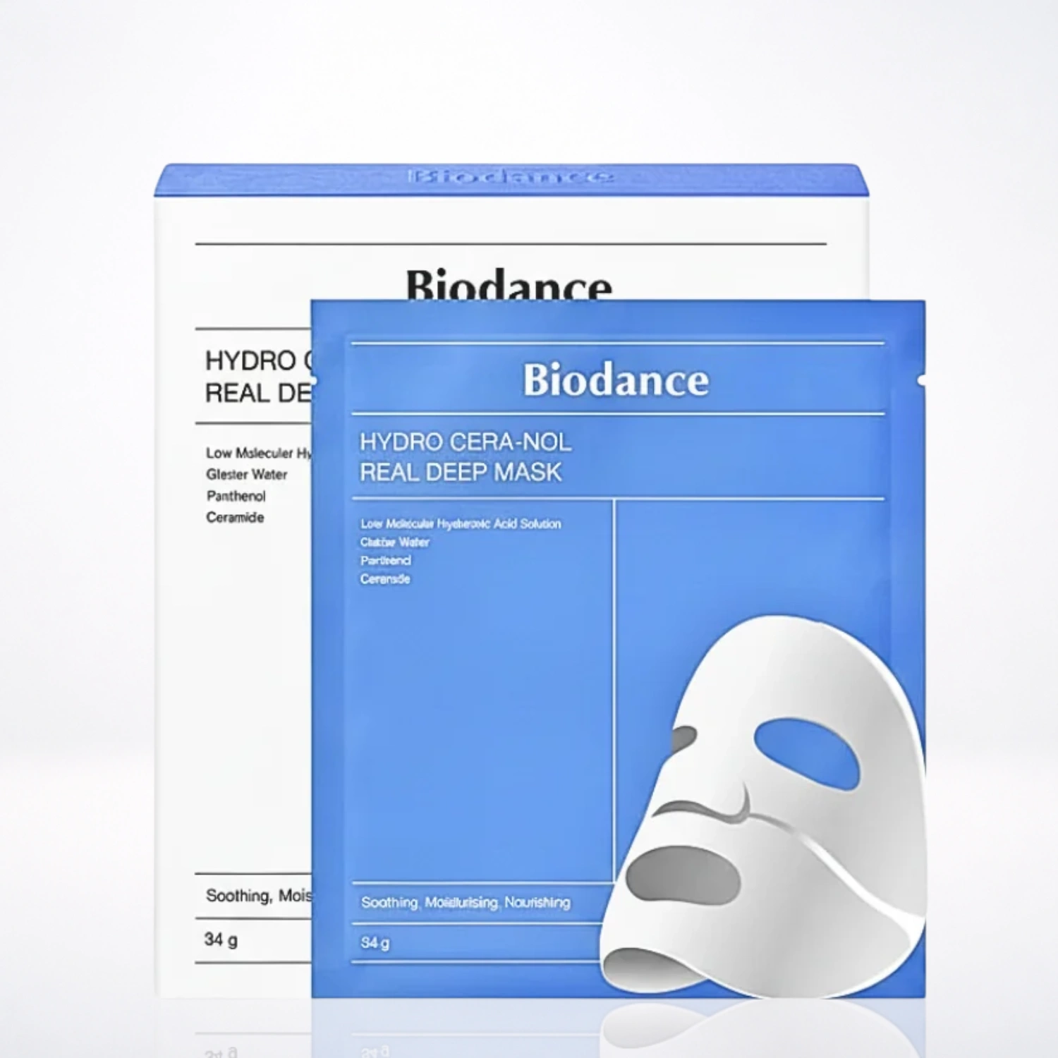 BIODANCE Hydro Cera-Nol Real Deep Mask 4 Pièces Masque Tissu Hydratant Apaisant Céramides K-Beauty