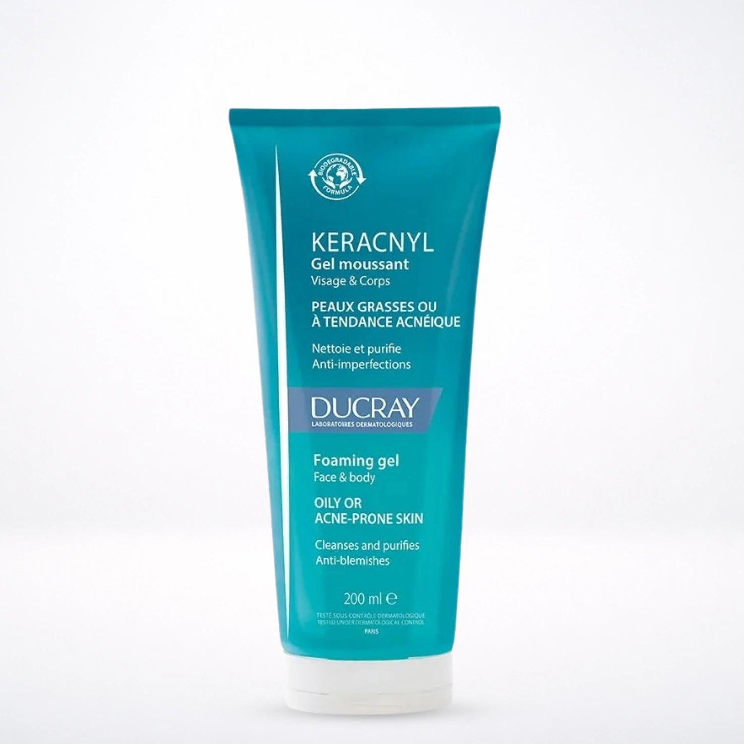 Ducray Keracnyl Gel moussant Nettoyant visage peau grasse 200ml