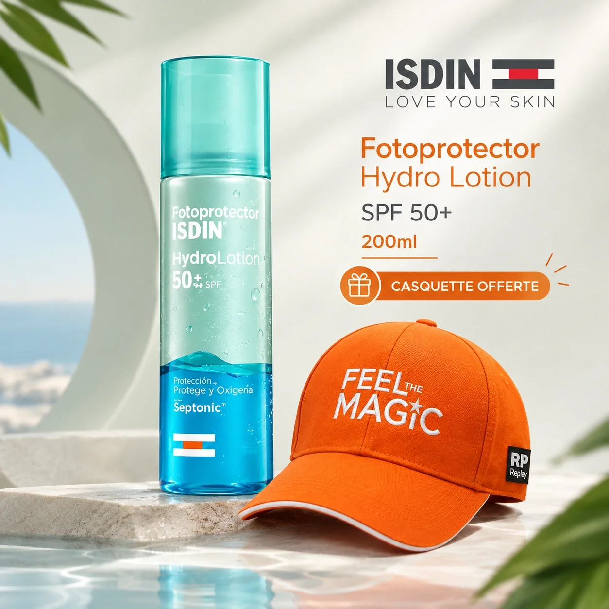 ISDIN Fotoprotector Hydrolotion SPF50+ 200ml - Protection Solaire Hydratante Biphasique = Casquettes Offerte