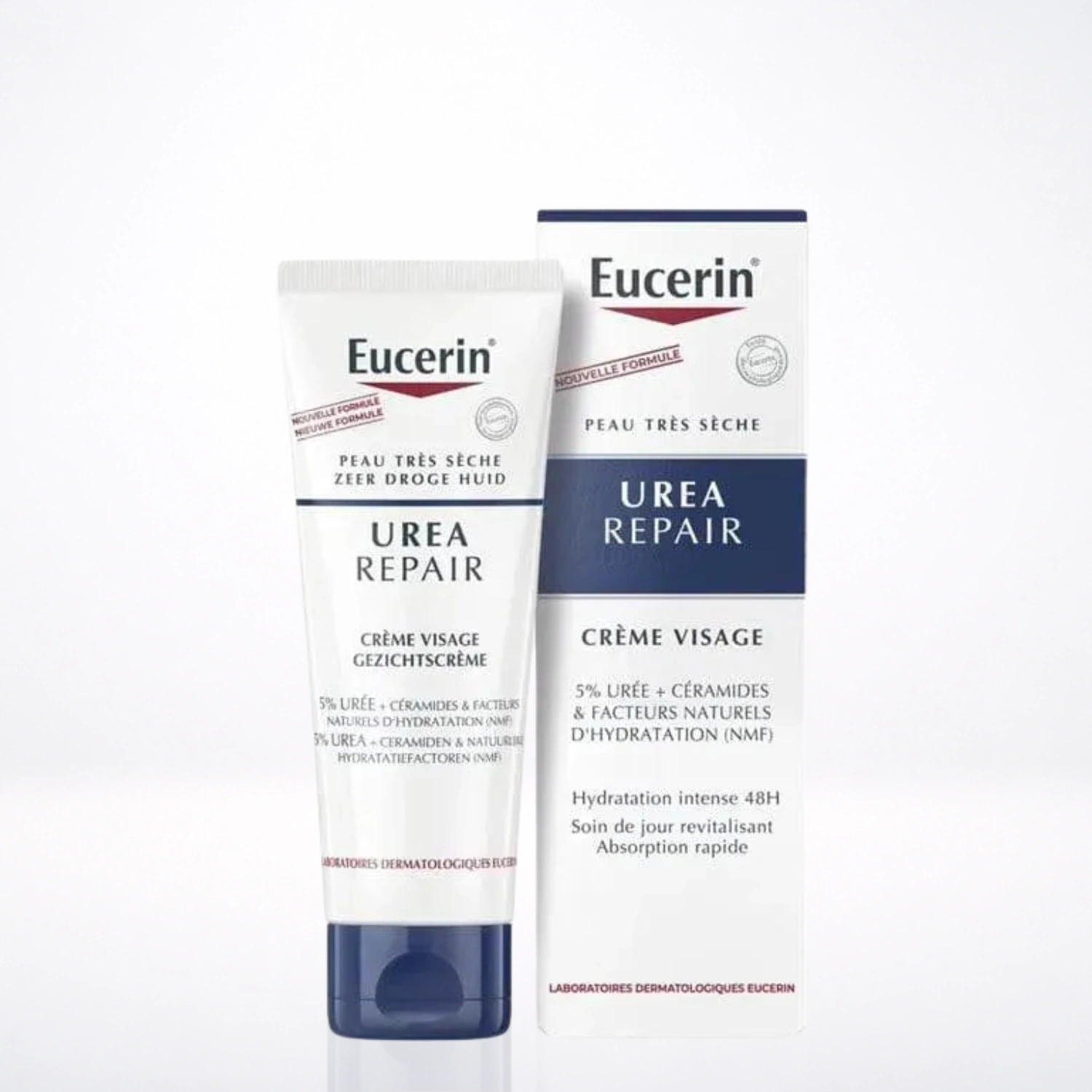 EUCERIN UreaRepair Crème Visage 5% Urée 50ml Soin Intensif Visage Sec Hydratation 24h