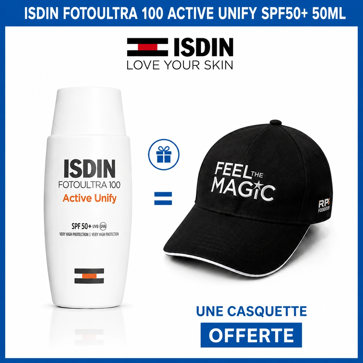ISDIN FOTO ULTRA 100 ACTIVE UNIFY 50ML = casquette Offerte