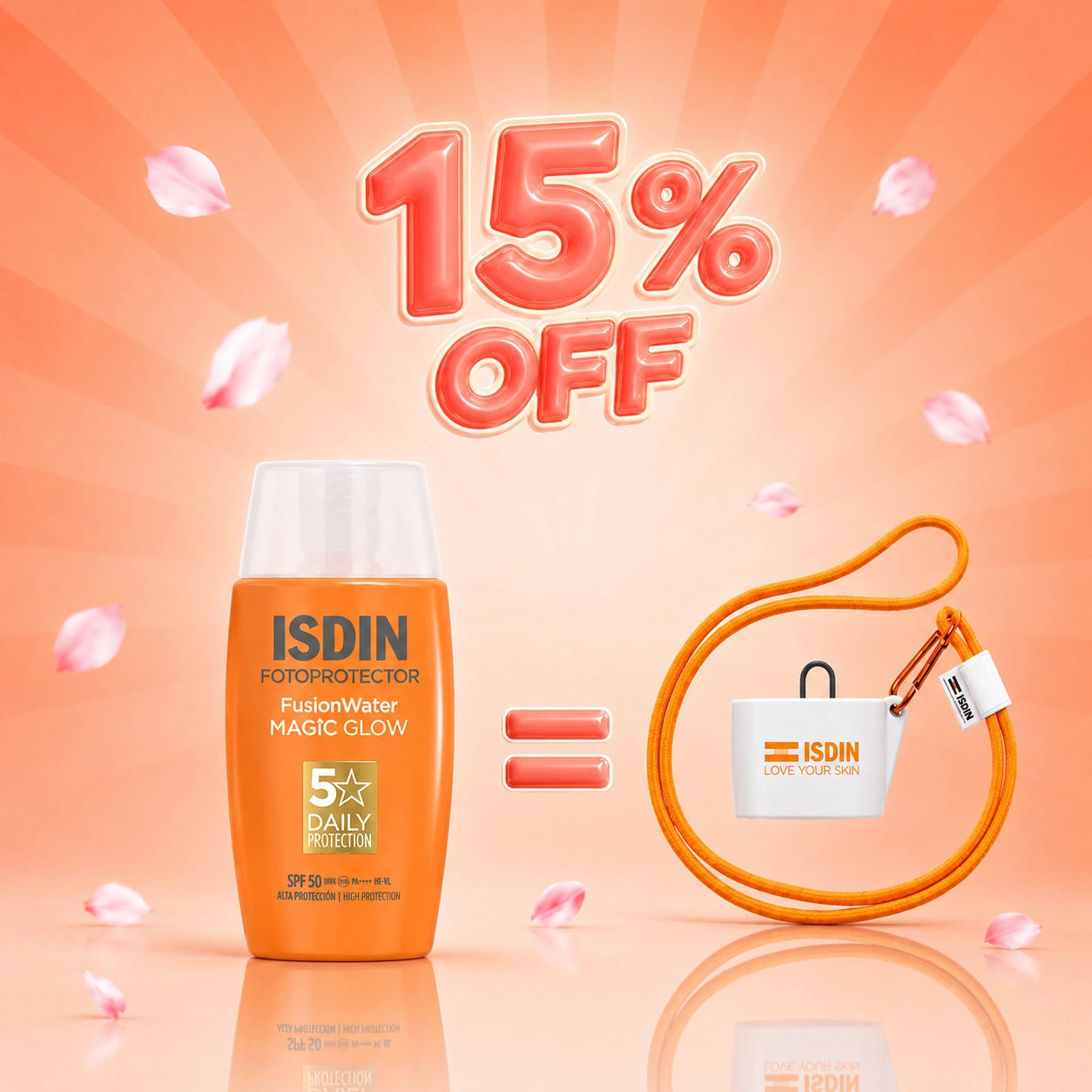 ISDIN Fusion Water Magic Glow SPF50+ 50ml Éclat Hydratant Bonne Mine = Coque offrete