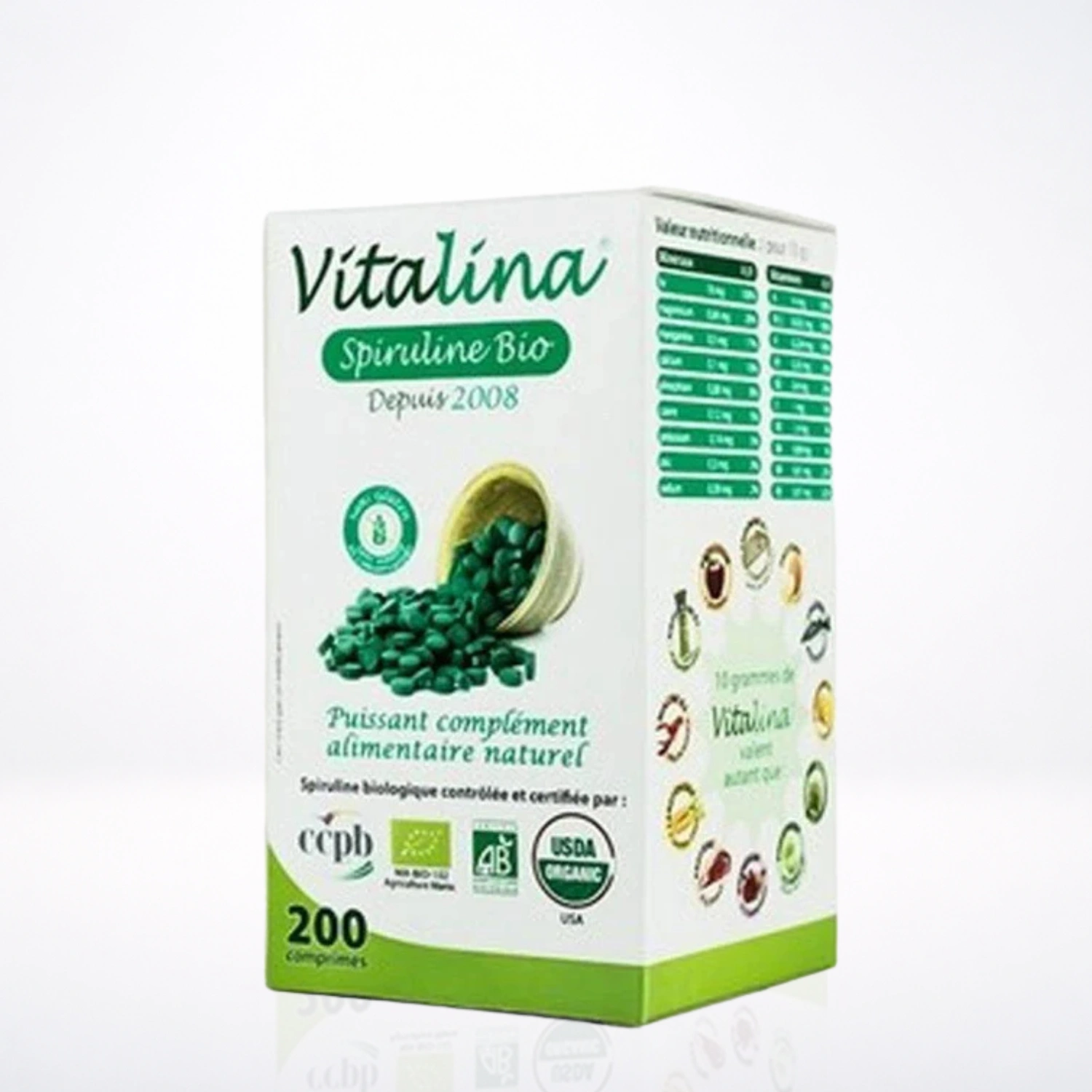 Vitalina Spiruline Bio 200 Comprimés