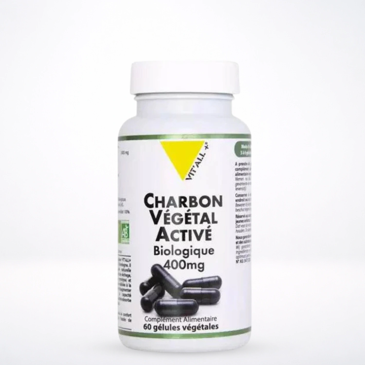 VITALL+ Charbon Végétal Actif 400mg Boite 60 Gélules