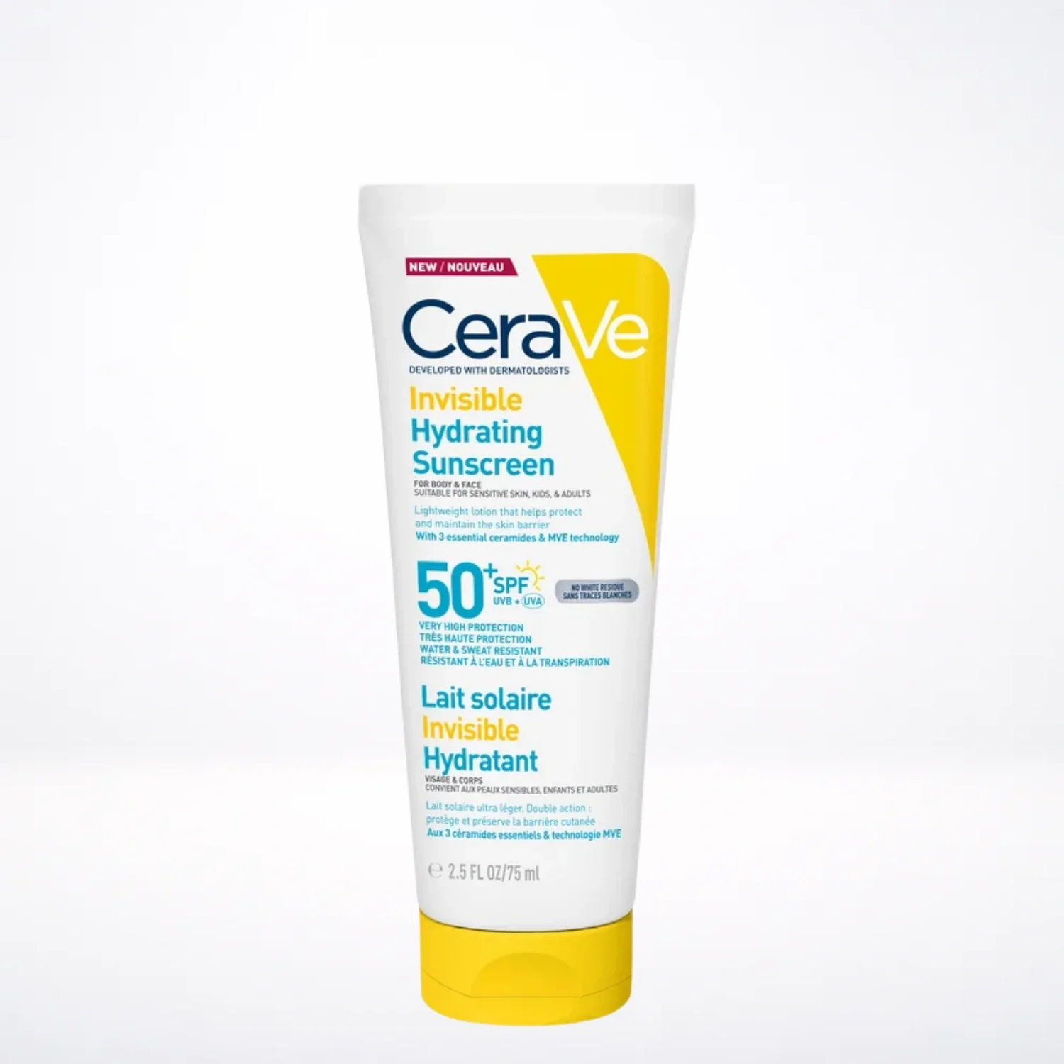 CeraVe Lait Solaire Invisible Hydratant SPF50+ Peau Normale à Sèche Peau sensible 75ml