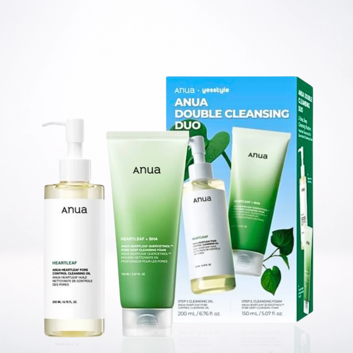 ANUA Double Cleansing Duo Pack Mousse 200ml + Huile Nettoyante 150ml Nettoyage Double Peau Nette