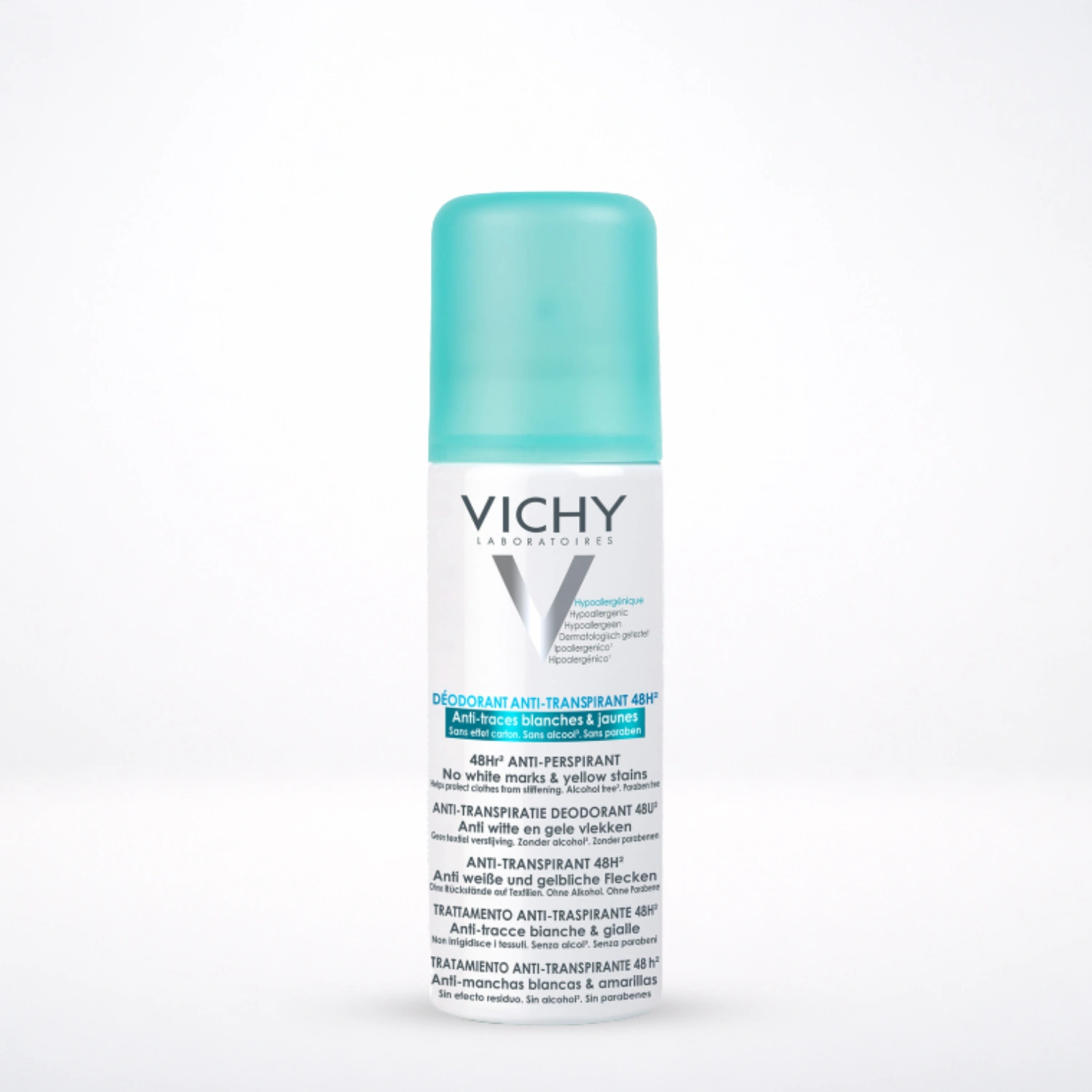 VICHY Déodorant Aérosol Anti-Transpirant 48H Anti-Traces Jaunes et Blanches 125ml