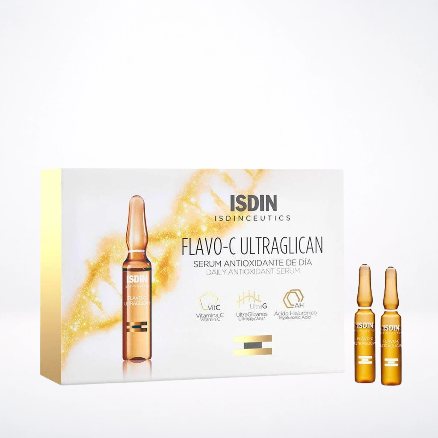 ISDIN Isdinceutics Flavo-C Ultraglican 10 Ampoules x 2ml - Vitamine C + Acide Hyaluronique