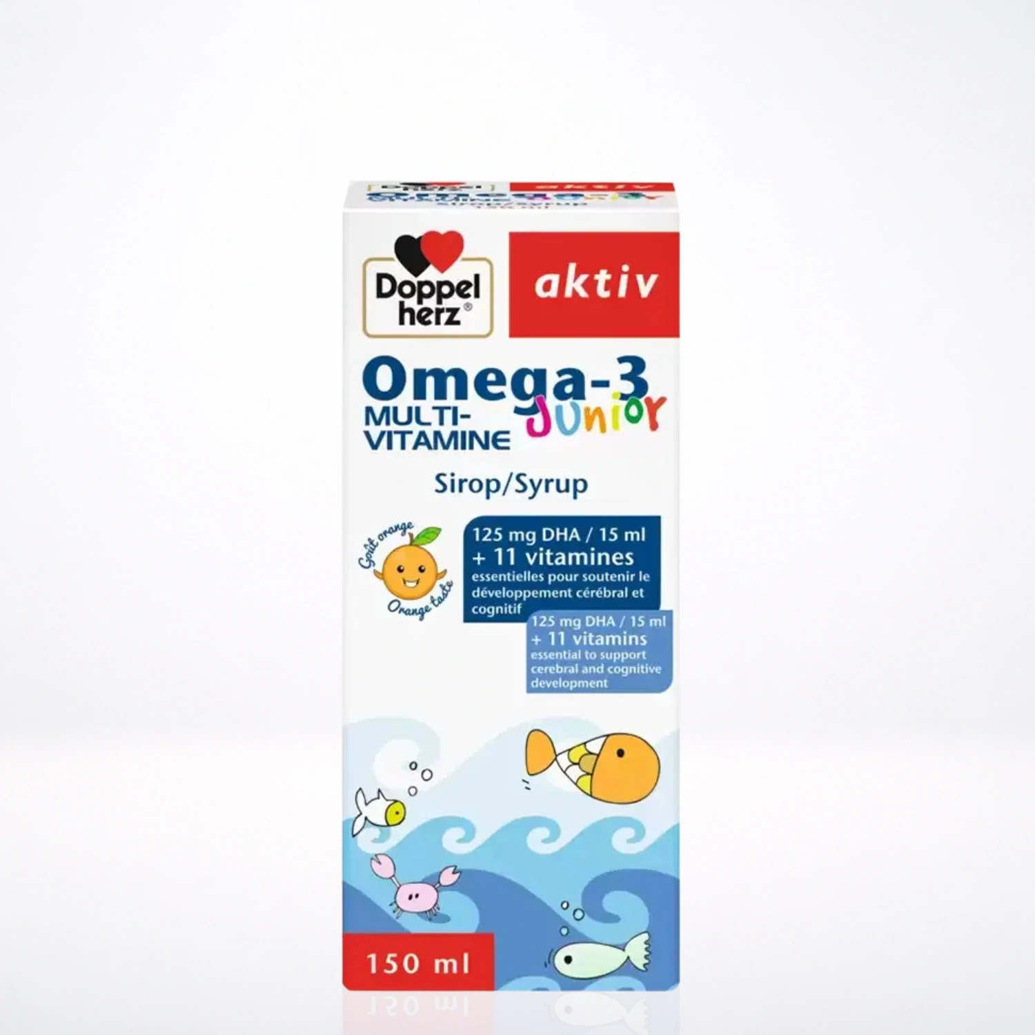 DOPPEL HERZ AKTIV Oméga-3 Multivitamines Junior | 150 ml
