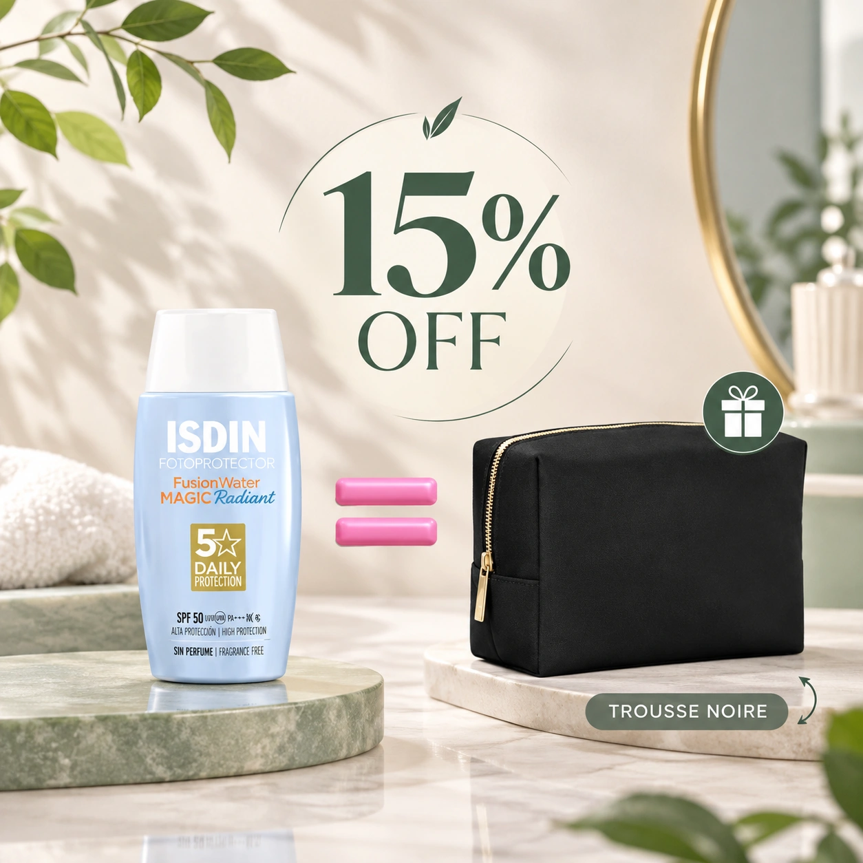 ISDIN Fotoprotector Fusion Water Pediatrics SPF50+ 50ml Protection Enfants Aqua Hypoallergénique = Trousse Noire Offerte