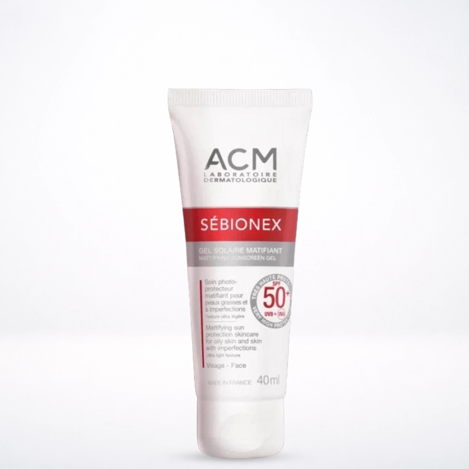 ACM Sébionex Gel Solaire Matifiant SPF50+ 40ml - Protection Peaux Mixtes à Grasses